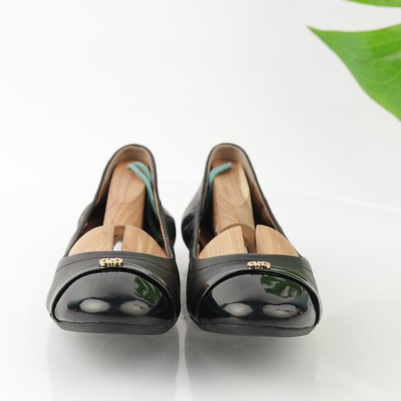 Cole Haan Womens Elsie Ballet Flats Size 8 Black Leather Cap Toe Slip On Shoes - Picture 2 of 13